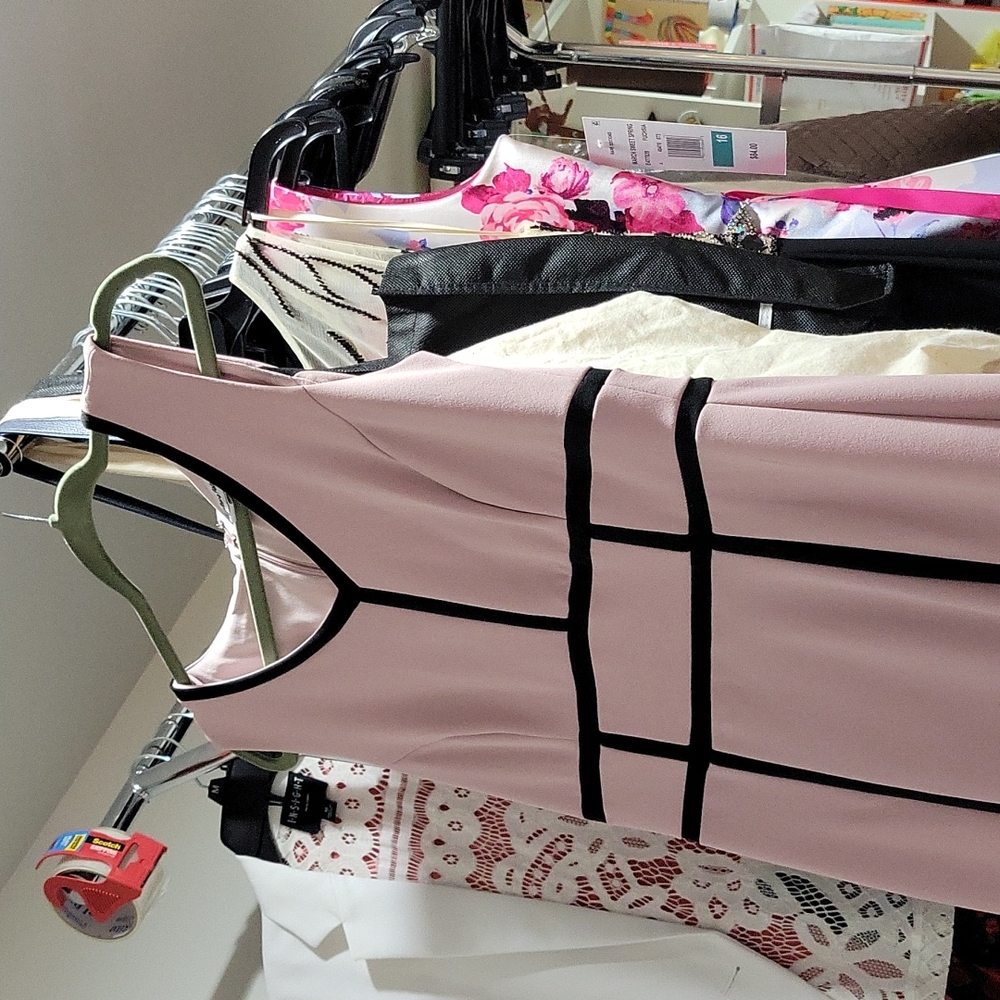 Pink & black sheath dress